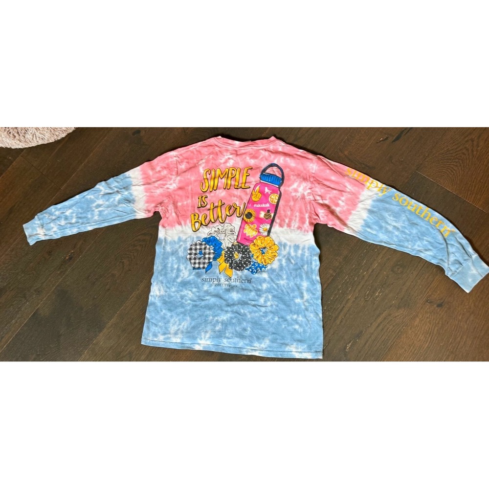 Simply Southern Simple is Better Tie Dye Long Sleeve T-Shirt Youth Medium